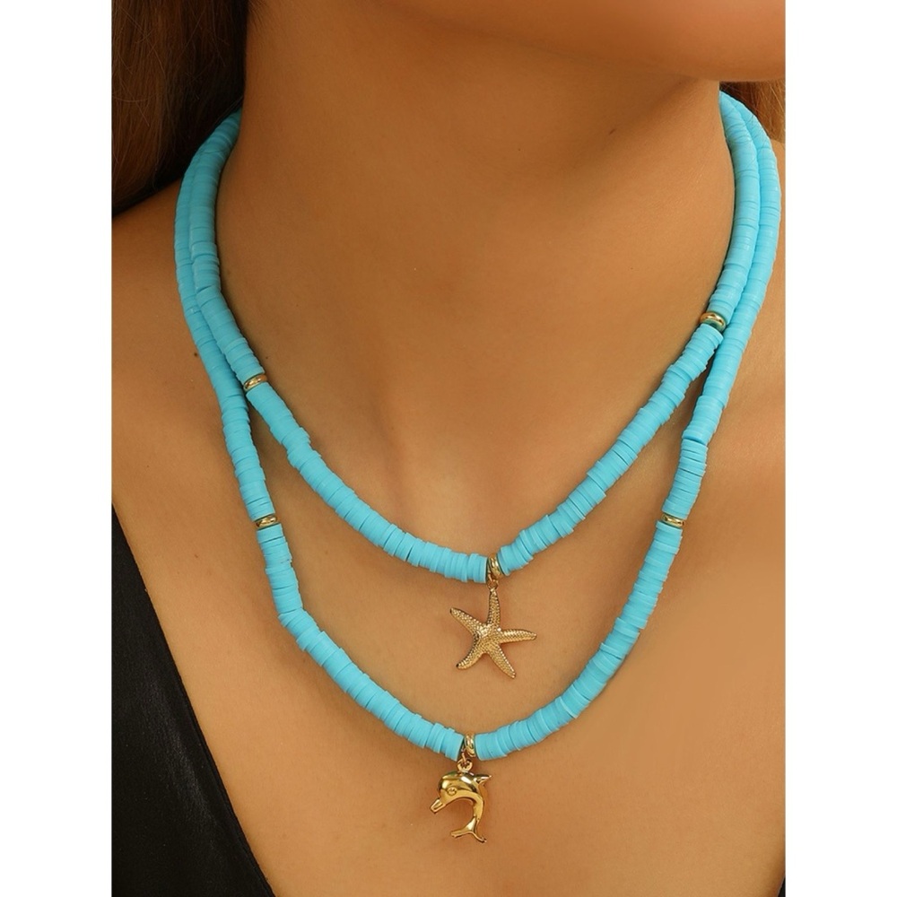 New Boho 2-Piece Ceramic Beaded Necklace